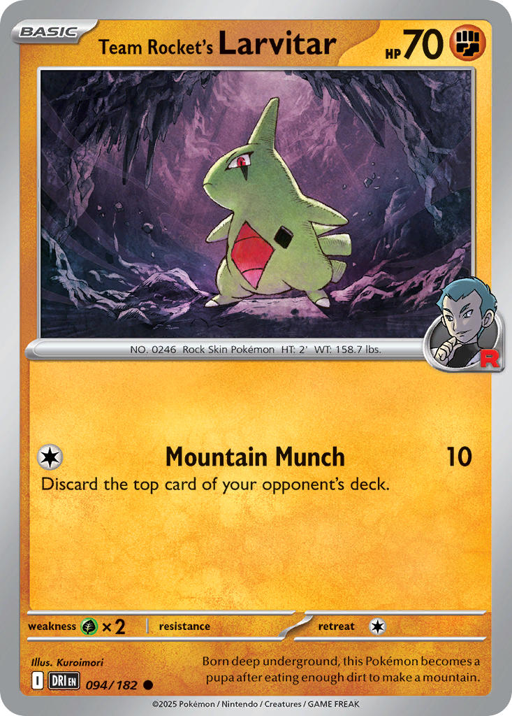 Team Rocket's Larvitar 094/182 Common Destined Rivals Pokémon card
