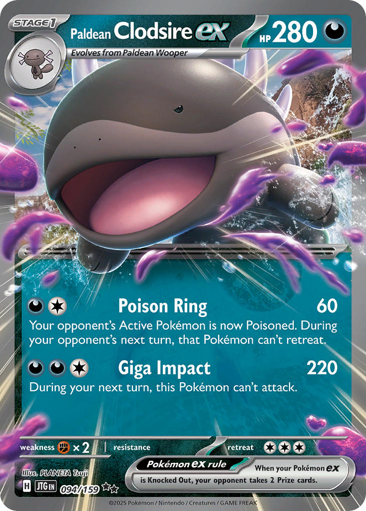 Paldean Clodsire EX 094/159 Double Rare Journey Together Pokémon card