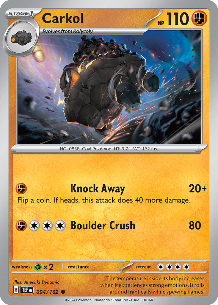 Carkol 094/162 Uncommon Temporal Forces Pokémon card