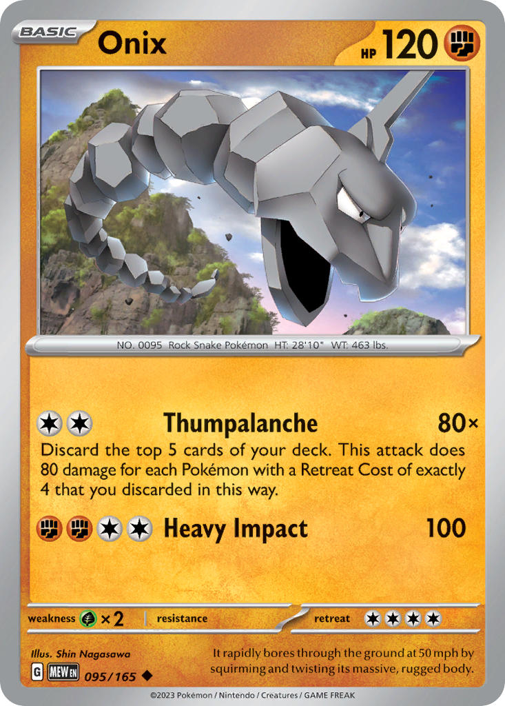 Onix 095/165 Common 151 Pokémon card