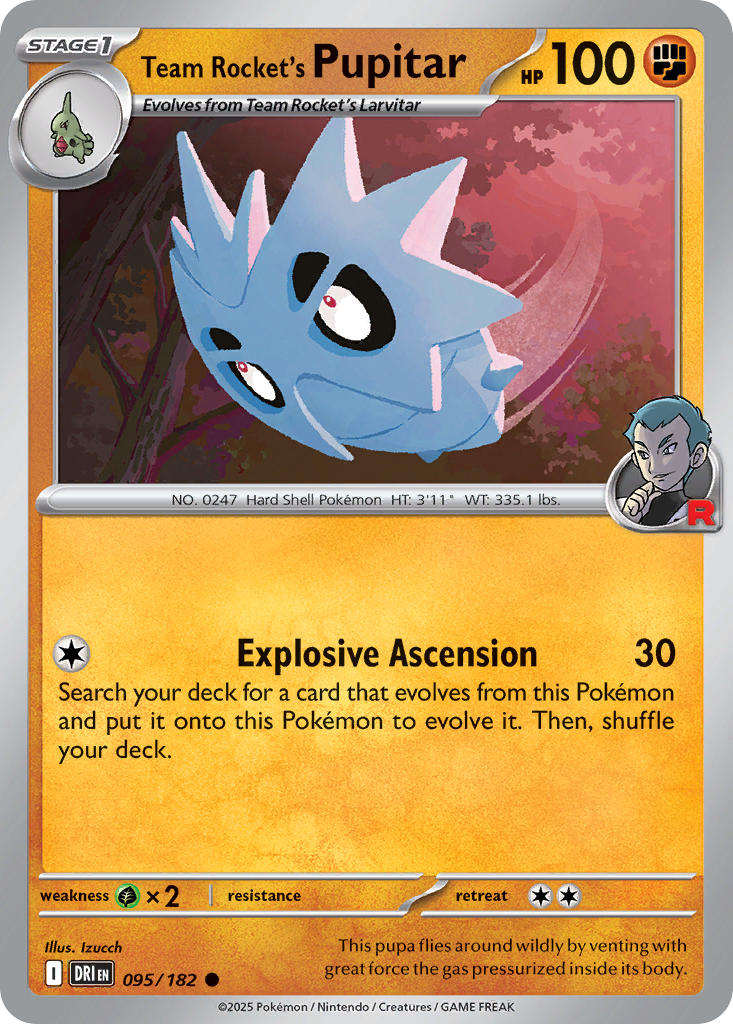 Team Rocket's Pupitar 095/182 Common Destined Rivals Pokémon card