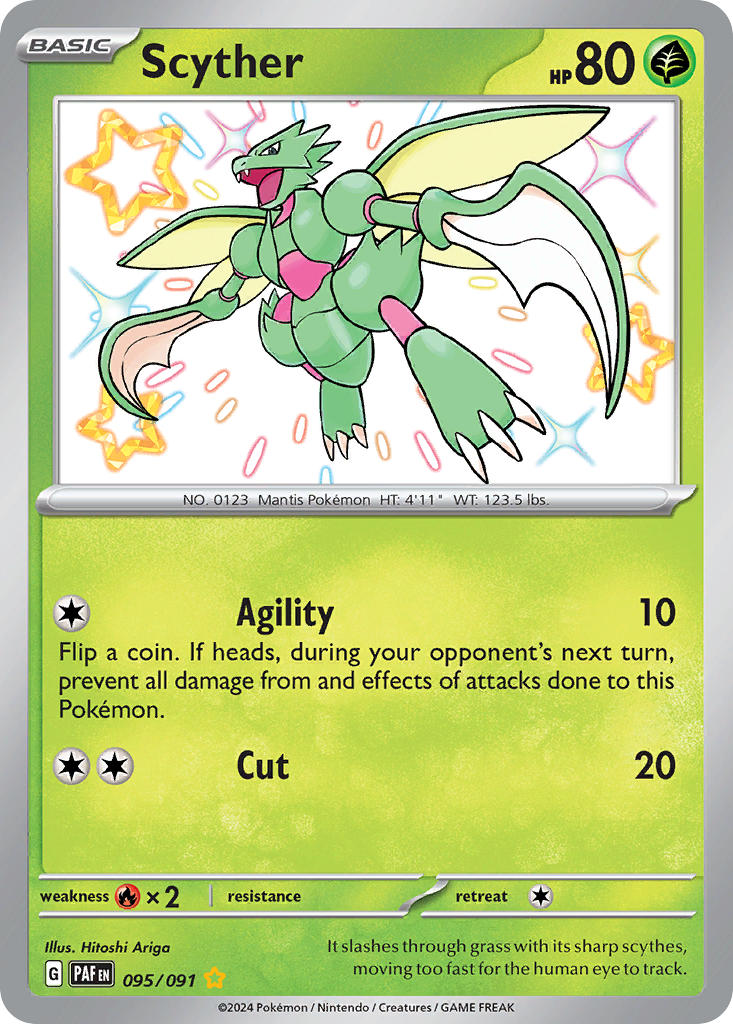 Scyther 095/091 Shiny Rare Paldean Fates Pokémon card
