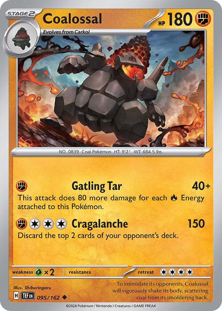 Coalossal 095/162 Rare Temporal Forces Pokémon card