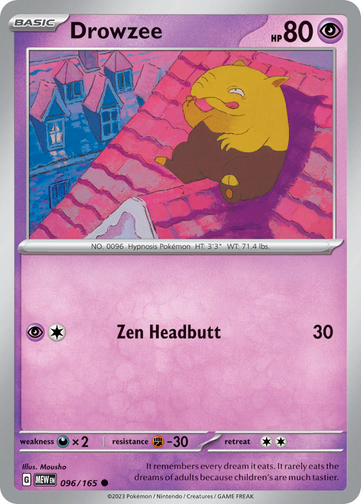 Drowzee 096/165 Common 151 Pokémon card