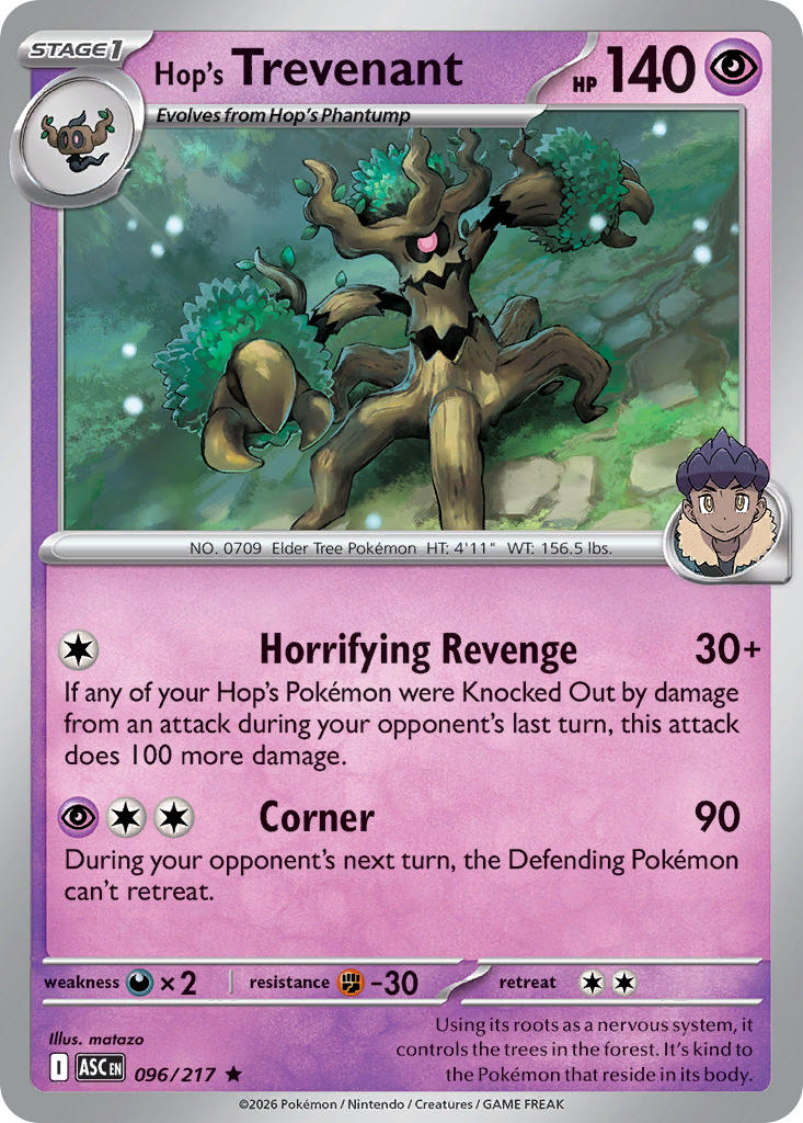 Hop's Trevenant 096/217 Rare Ascended Heroes Pokémon card