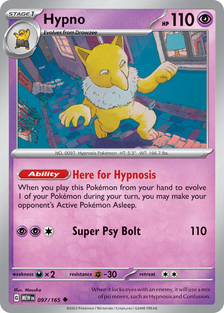 Hypno 097/165 Uncommon 151 Pokémon card