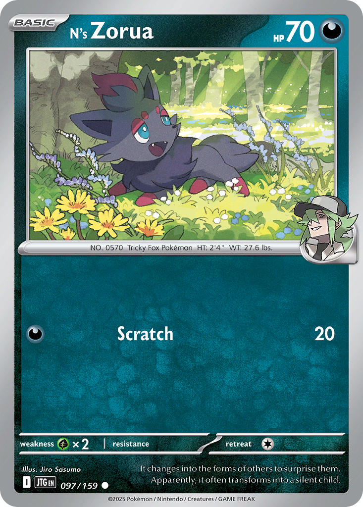N's Zorua 097/159 Common Journey Together Pokémon card