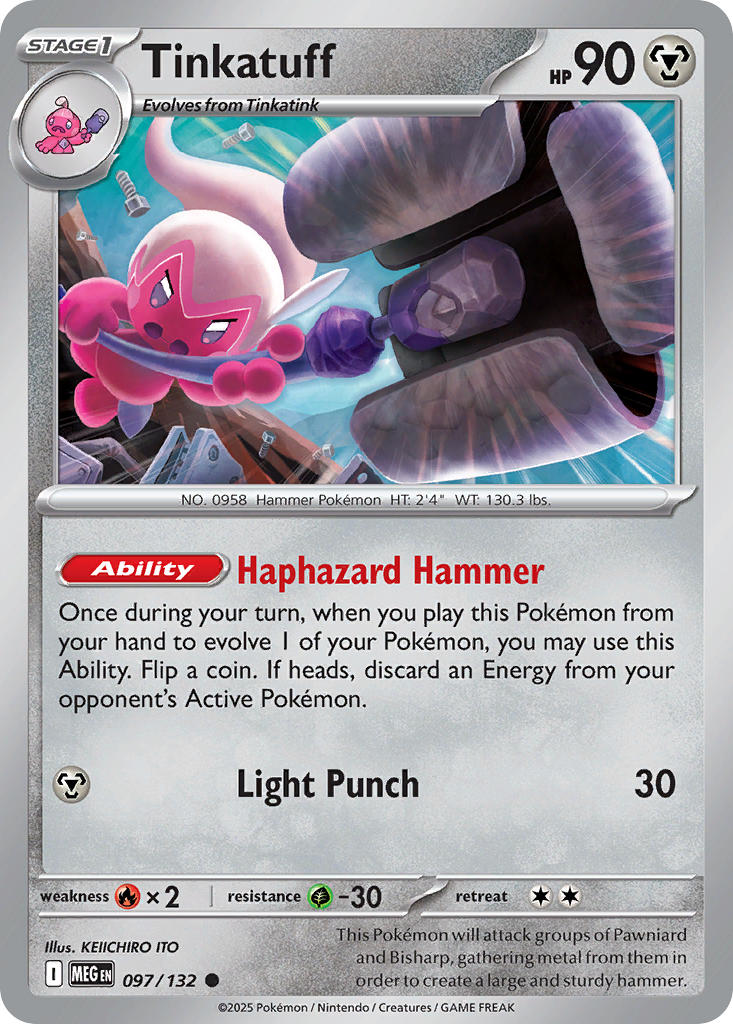 Tinkatuff 097/132 Common Mega Evolution Pokémon card