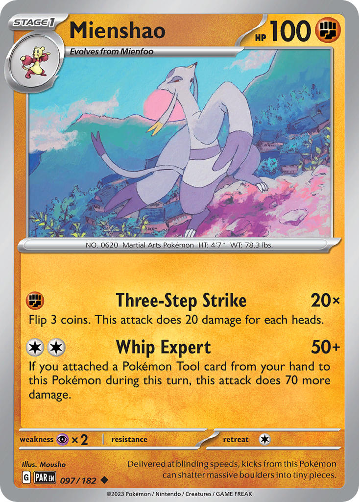 Mienshao 097/182 Uncommon Paradox Rift Pokémon card