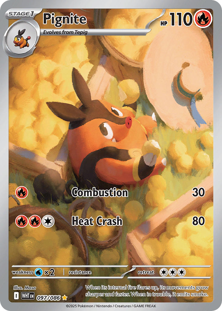 Pignite 097/086 Illustration Rare White Flare Pokémon card