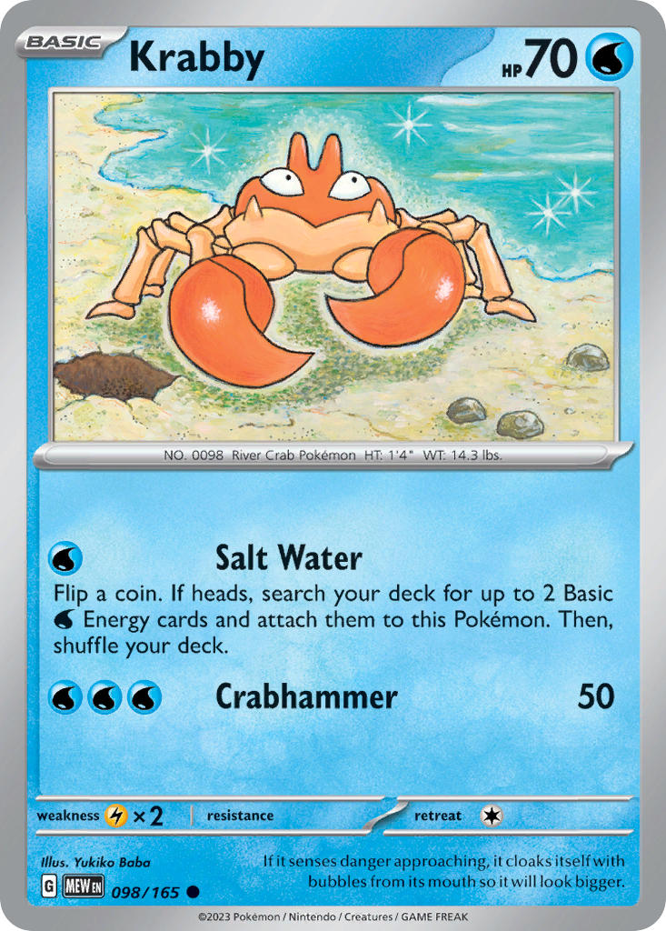 Krabby 098/165 Common 151 Pokémon card