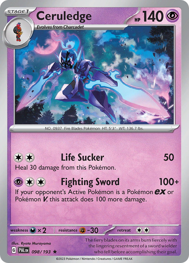Ceruledge 098/193 Rare Paldea Evolved Pokémon card