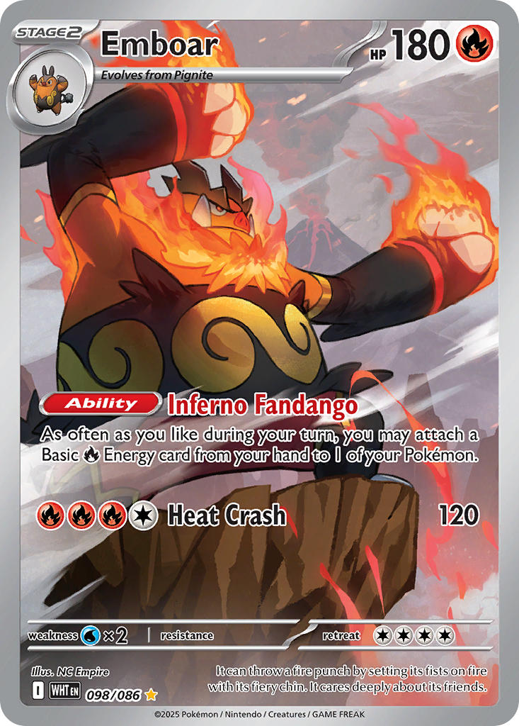 Emboar 098/086 Illustration Rare White Flare Pokémon card