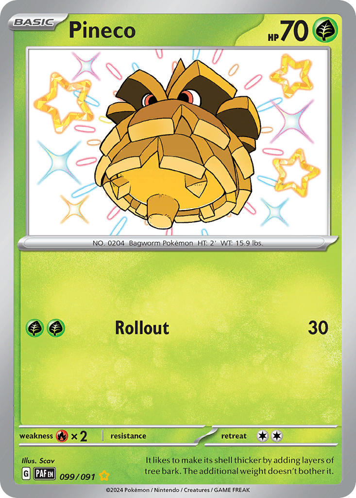 Pineco 099/091 Shiny Rare Paldean Fates Pokémon card