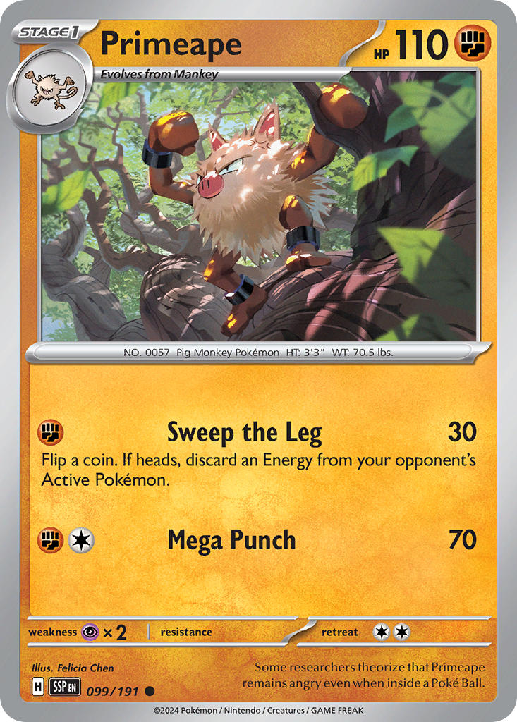 Primeape 099/191 Common Surging Sparks Pokémon card