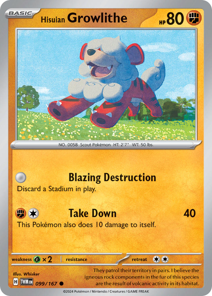 Hisuian Growlithe 099/167 Common Twilight Masquerade Pokémon card