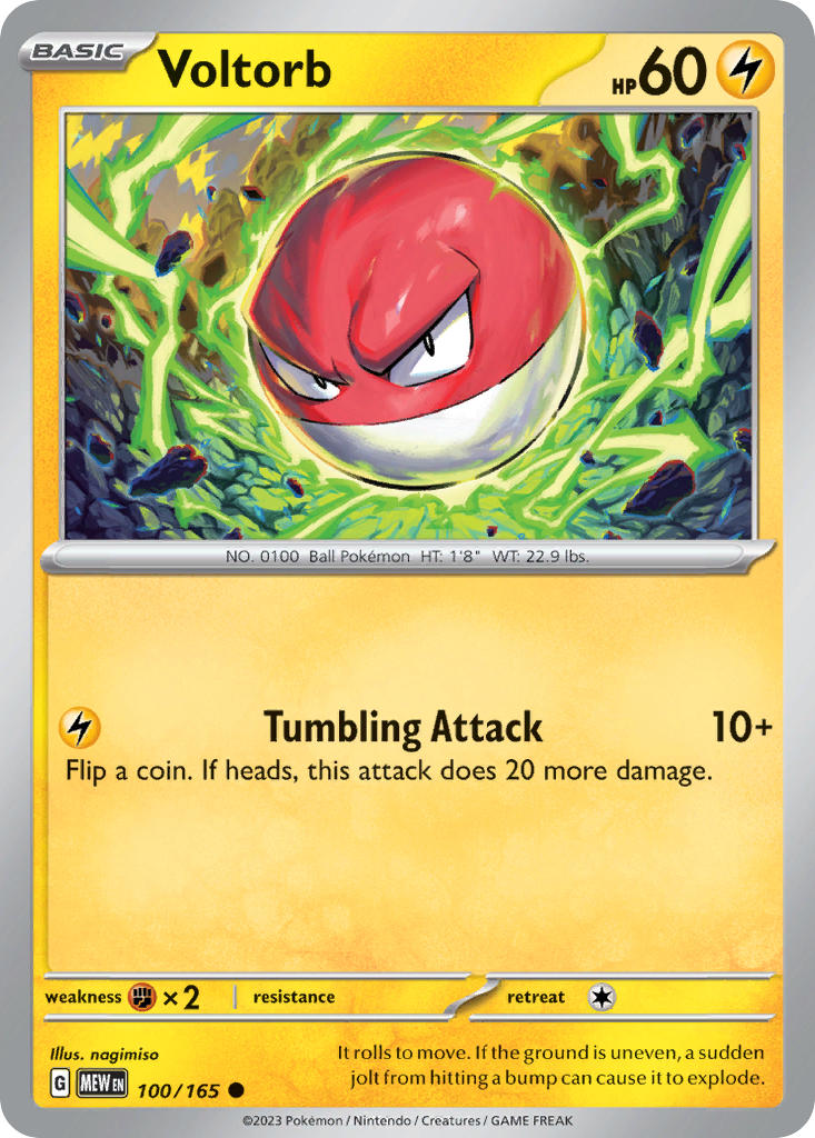 Voltorb 100/165 Common 151 Pokémon card