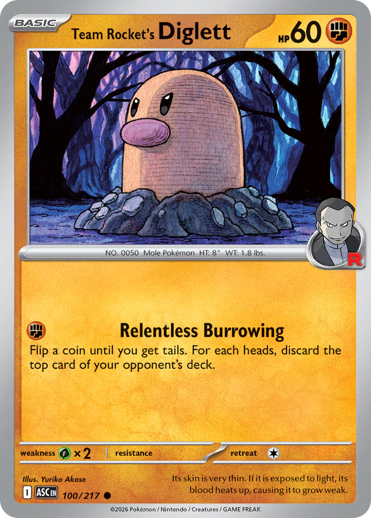 Team Rocket's Diglett 100/217 Common Ascended Heroes Pokémon card