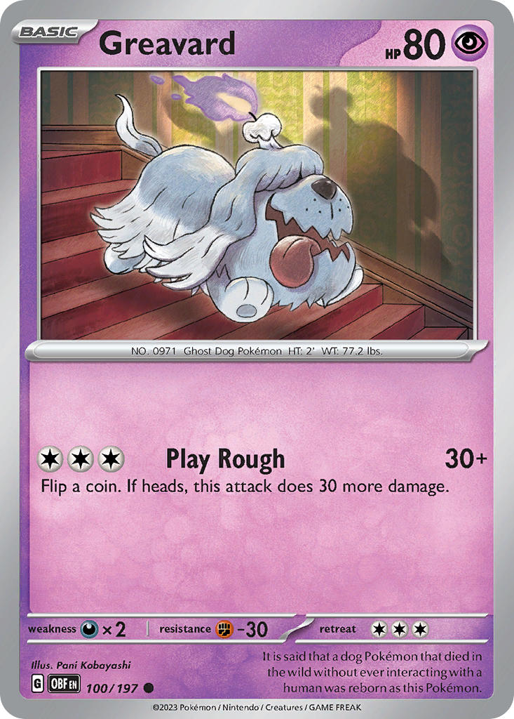 Greavard 100/197 Common Obsidian Flames Pokémon card