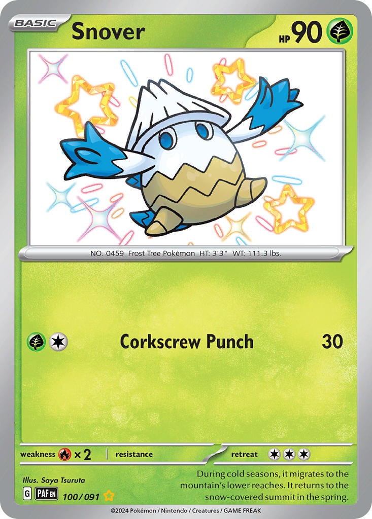 Snover 100/091 Shiny Rare Paldean Fates Pokémon card