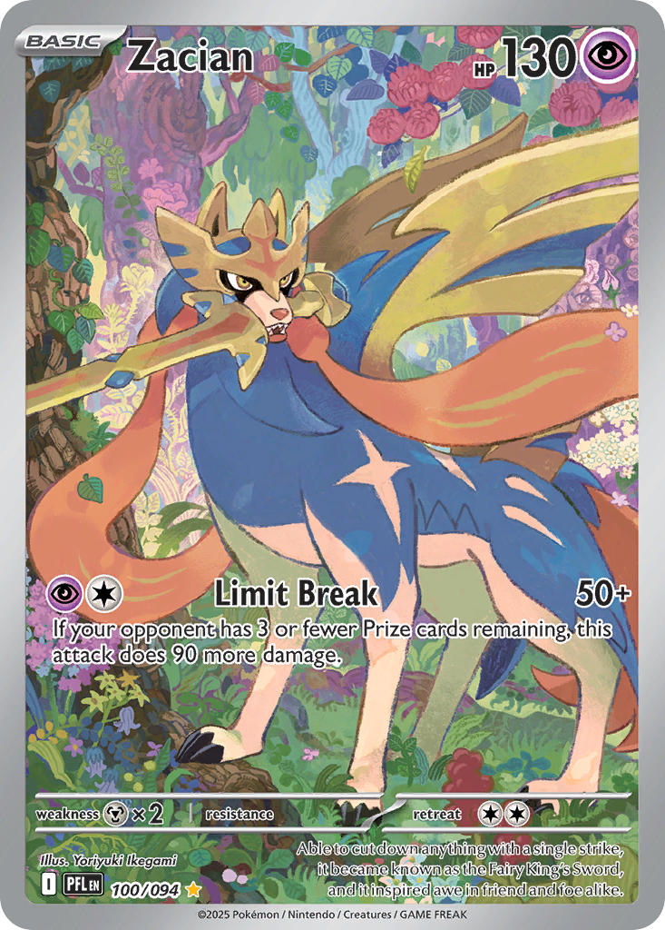 Zacian 100/094 Illustration Rare Phantasmal Flames Pokémon card