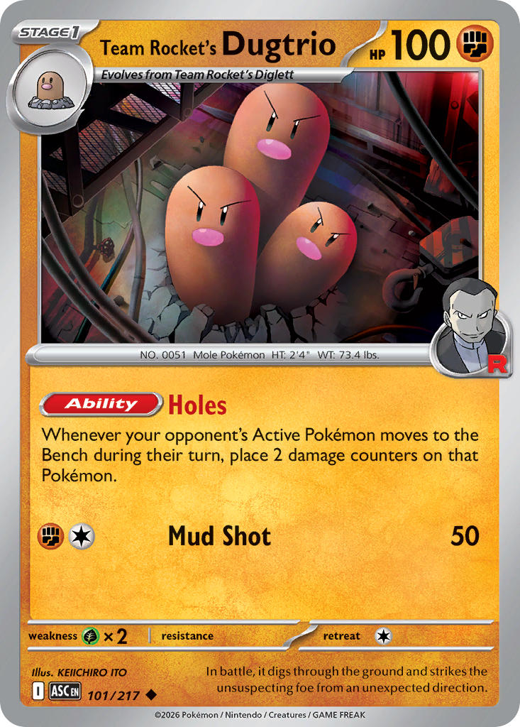 Team Rocket's Dugtrio 101/217 Uncommon Ascended Heroes Pokémon card