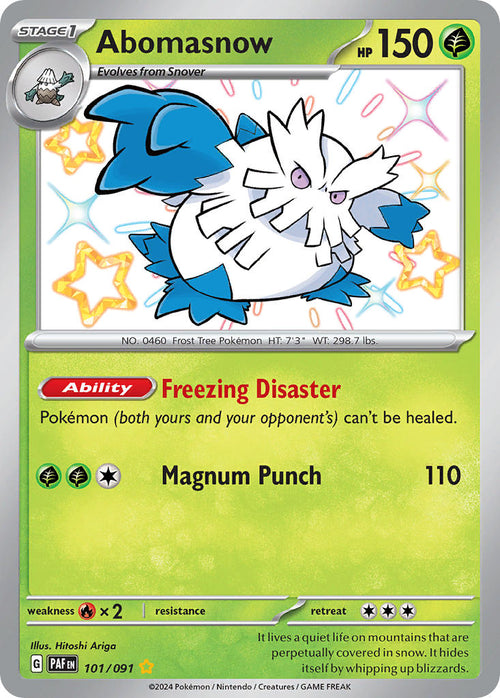 Abomasnow 101/091 Shiny Rare Paldean Fates Pokémon card