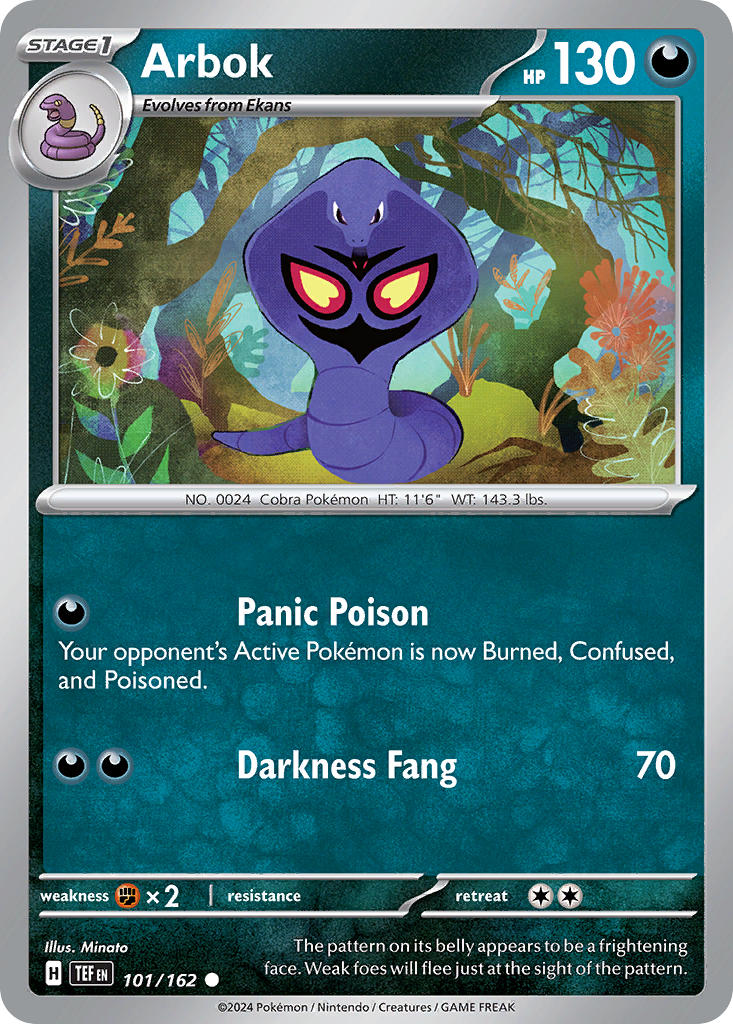 Arbok 101/162 Rare Temporal Forces Pokémon card
