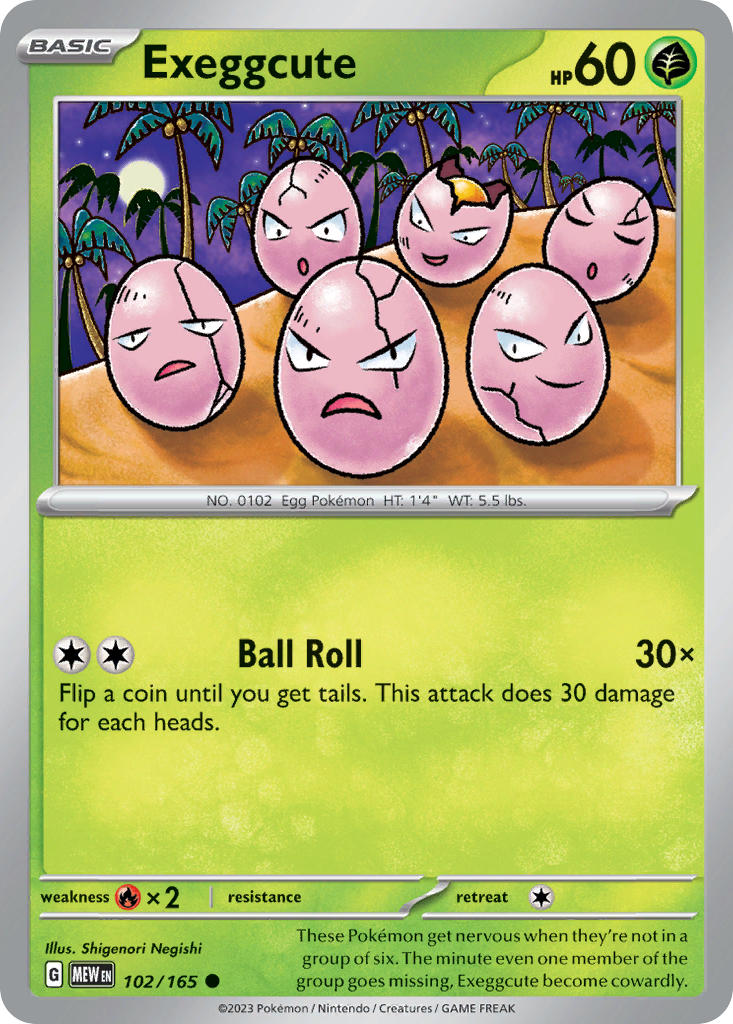 Exeggcute 102/165 Common 151 Pokémon card