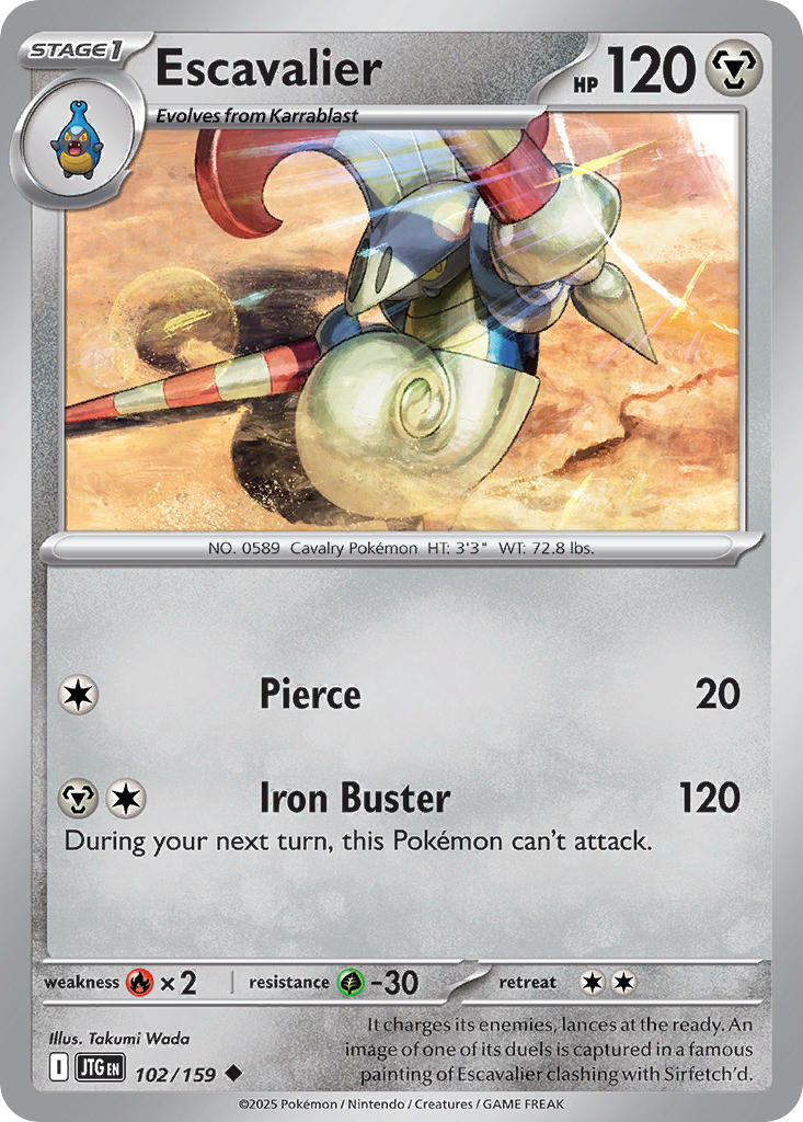 Escavalier 102/159 Common Journey Together Pokémon card