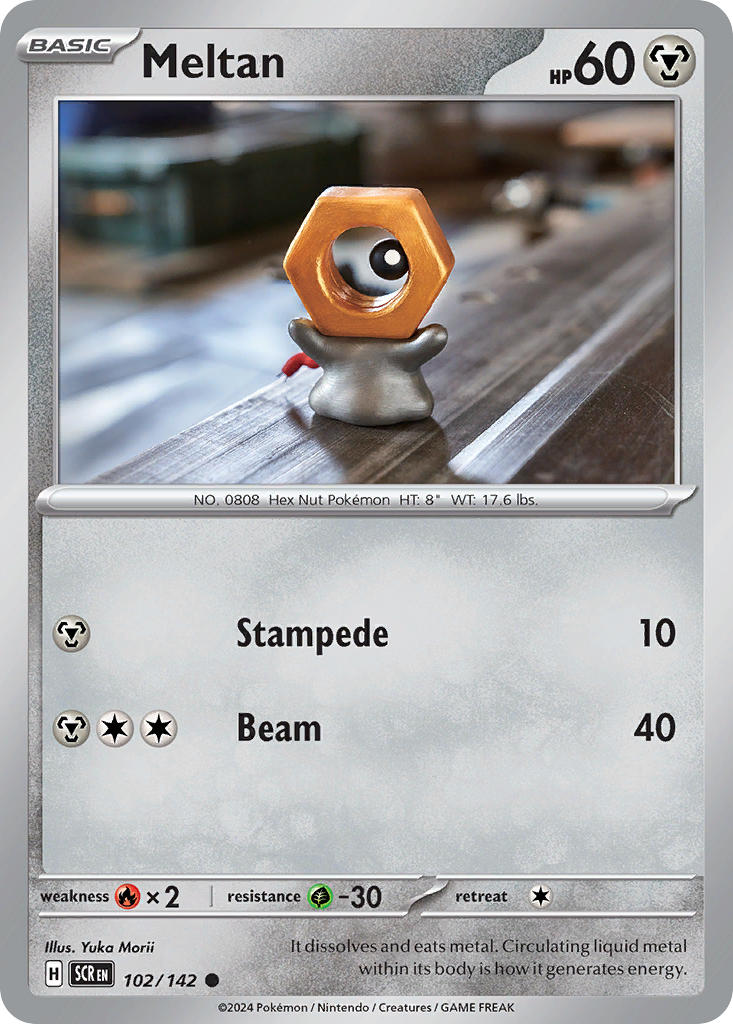 Meltan 102/142 Common Stellar Crown Pokémon card