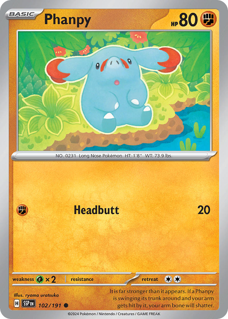Phanpy 102/191 Common Surging Sparks Pokémon card