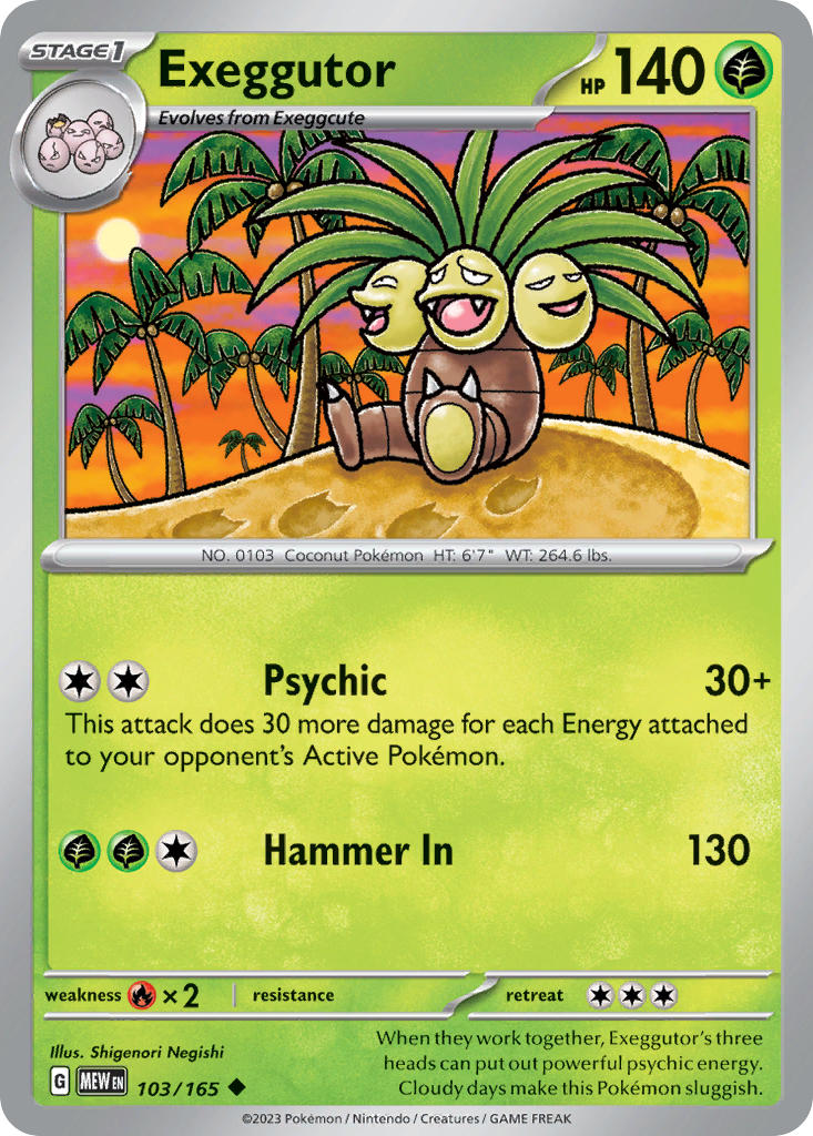 Exeggutor 103/165 Uncommon 151 Pokémon card