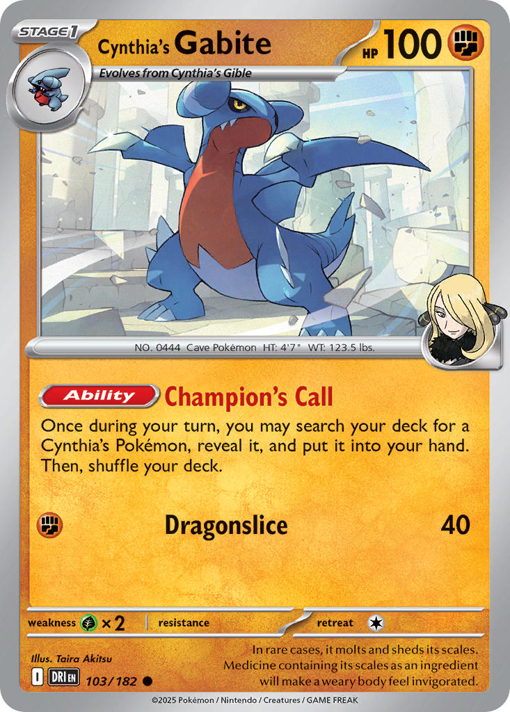 Cynthia's Gabite 103/182 Common Destined Rivals Pokémon card
