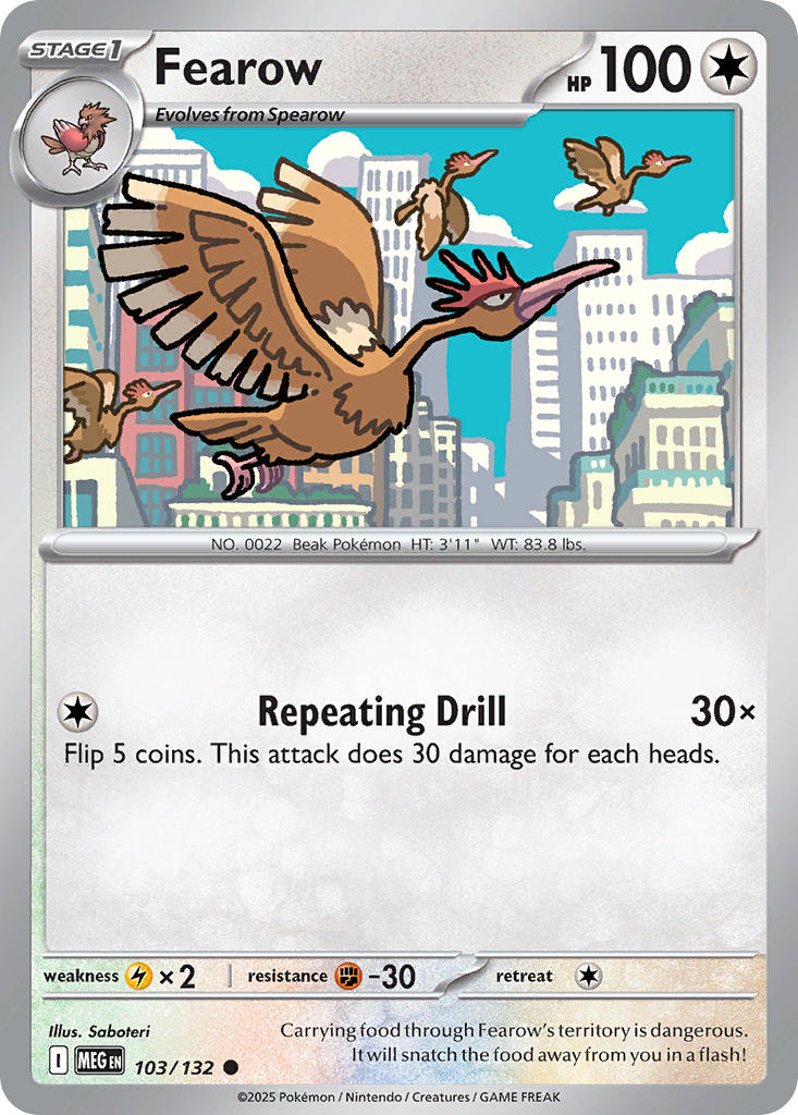 Fearow 103/132 Uncommon Mega Evolution Pokémon card