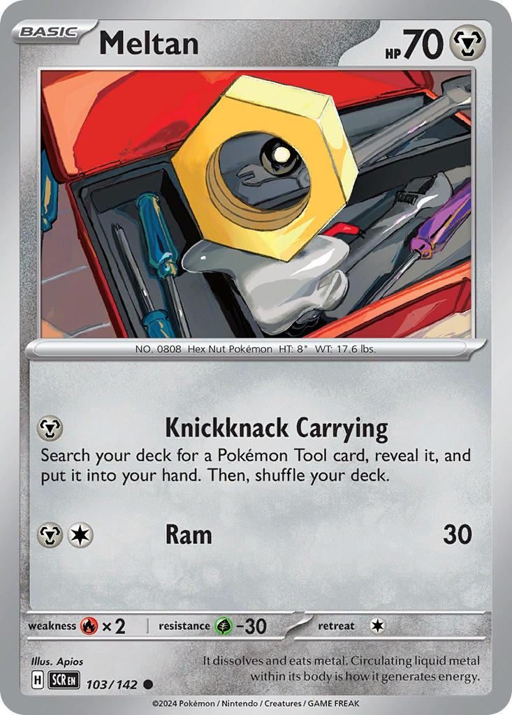 Meltan 103/142 Common Stellar Crown Pokémon card