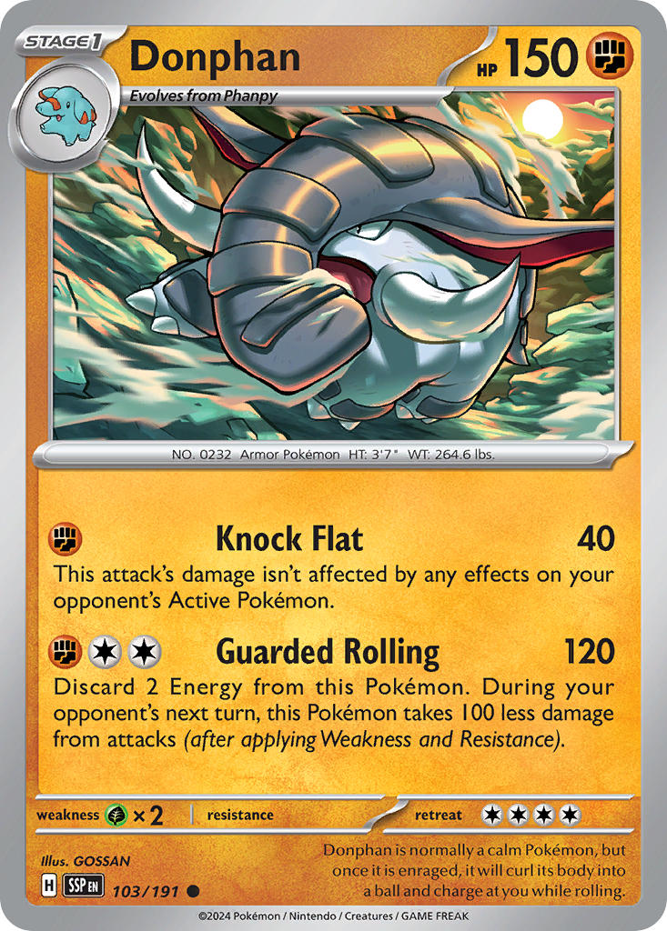 Donphan 103/191 Common Surging Sparks Pokémon card