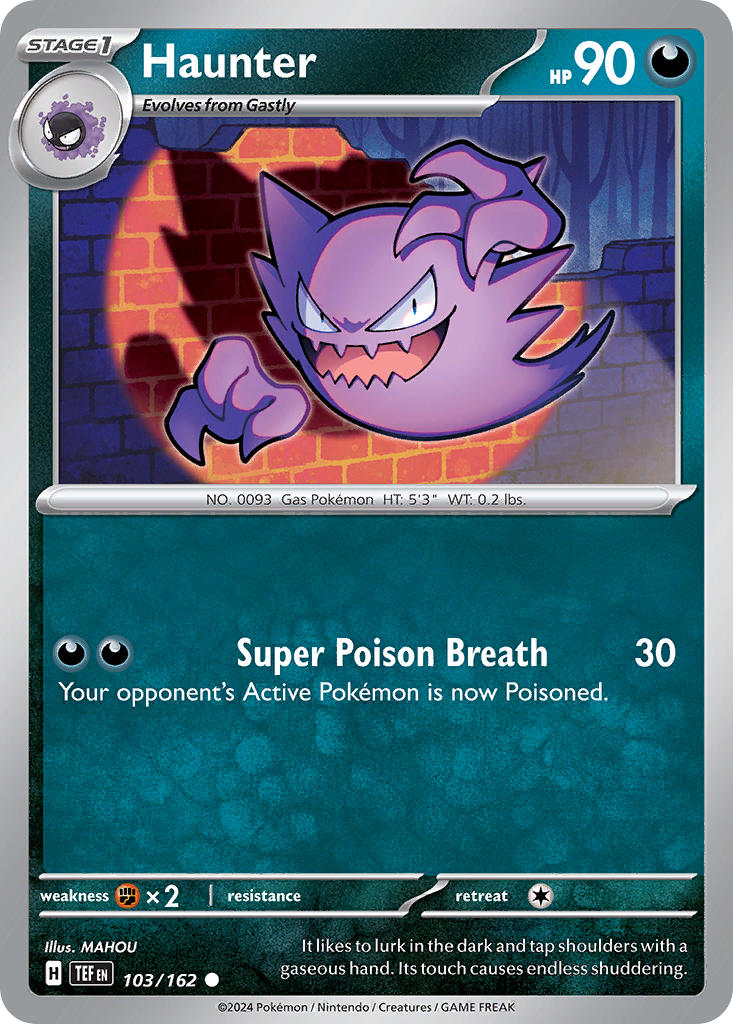 Haunter 103/162 Uncommon Temporal Forces Pokémon card