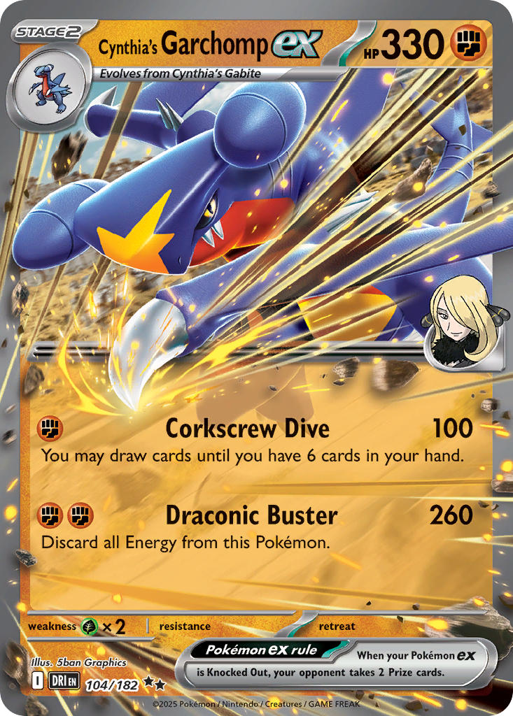 Cynthia's Garchomp EX 104/182 Double Rare Destined Rivals Pokémon card