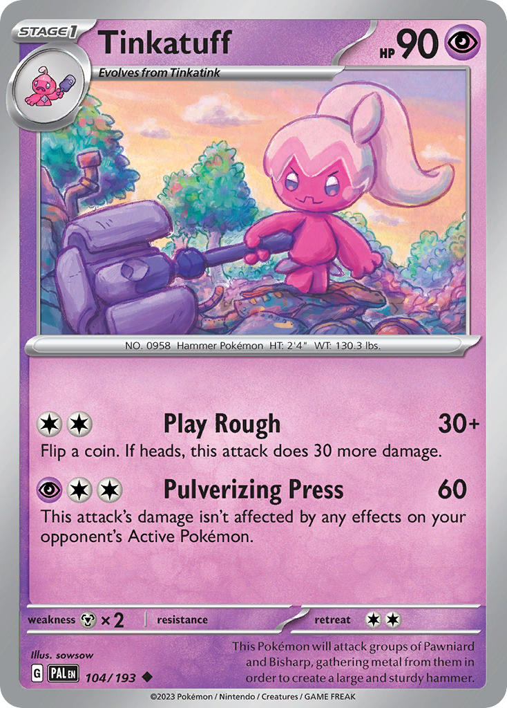 Tinkatuff 104/193 Uncommon Paldea Evolved Pokémon card