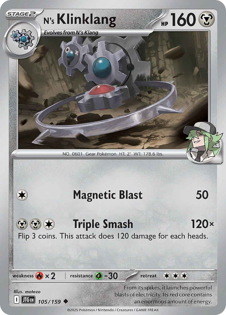 N's Klinklang 105/159 Rare Journey Together Pokémon card
