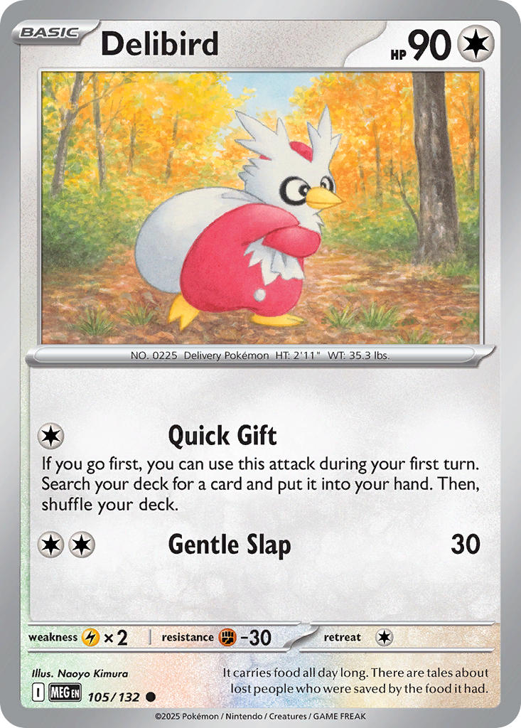 Delibird 105/132 Common Mega Evolution Pokémon card