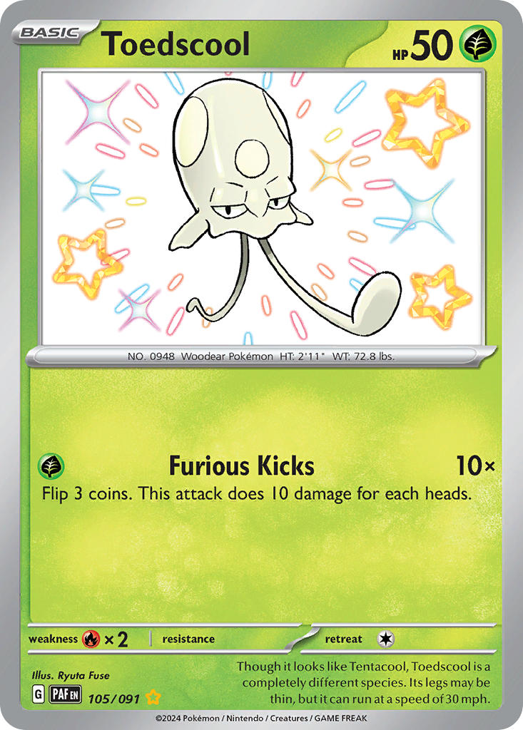Toedscool 105/091 Shiny Rare Paldean Fates Pokémon card