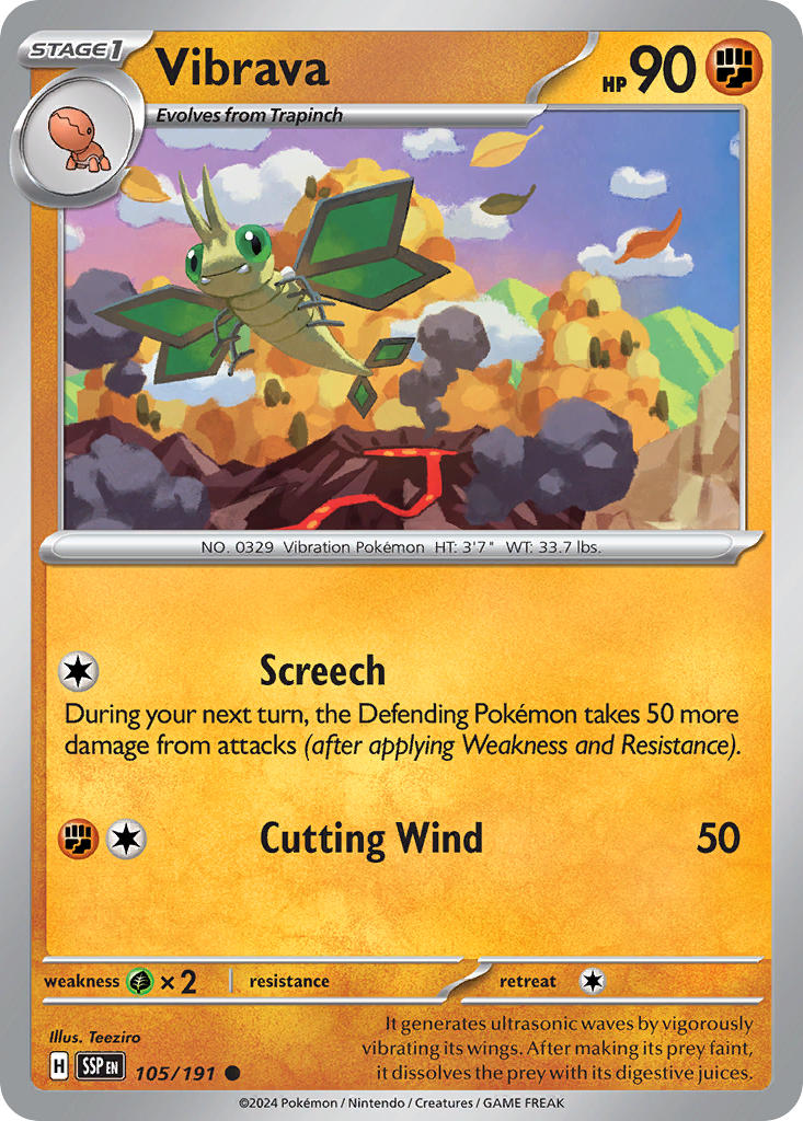 Vibrava 105/191 Common Surging Sparks Pokémon card