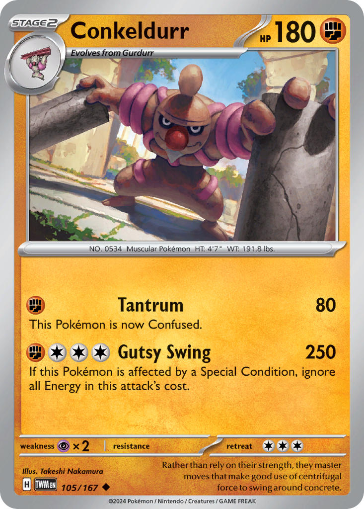 Conkeldurr 105/167 Rare Twilight Masquerade Pokémon card