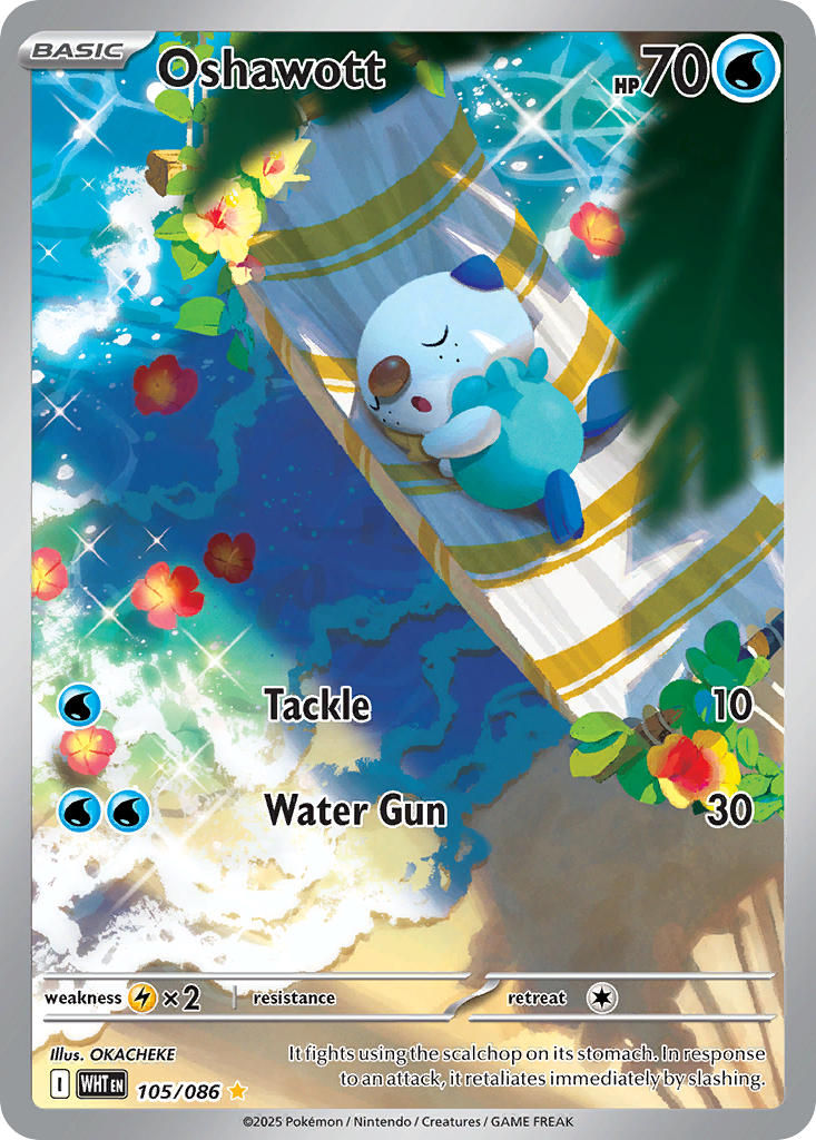 Oshawott 105/086 Illustration Rare White Flare Pokémon card