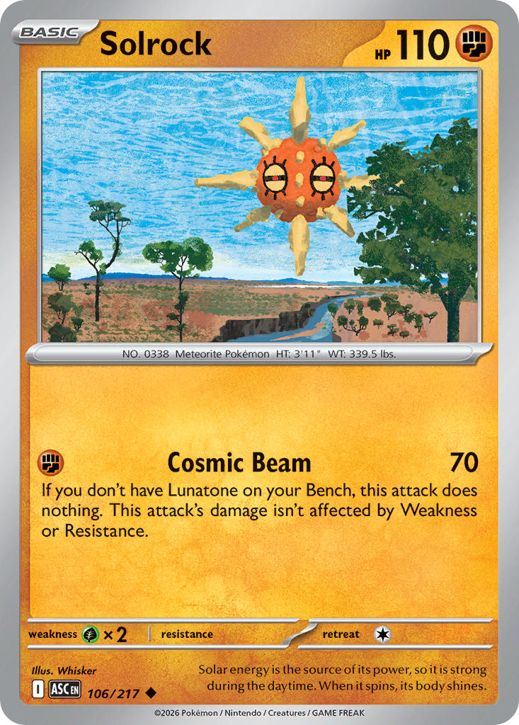 Solrock 106/217 Rare Ascended Heroes Pokémon card