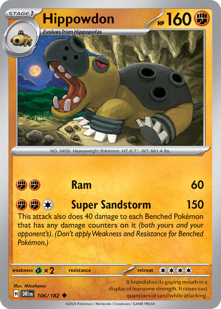 Hippowdon 106/182 Common Destined Rivals Pokémon card