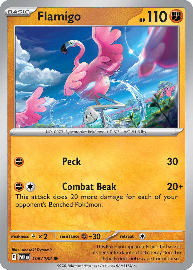 Flamigo 106/182 Common Paradox Rift Pokémon card