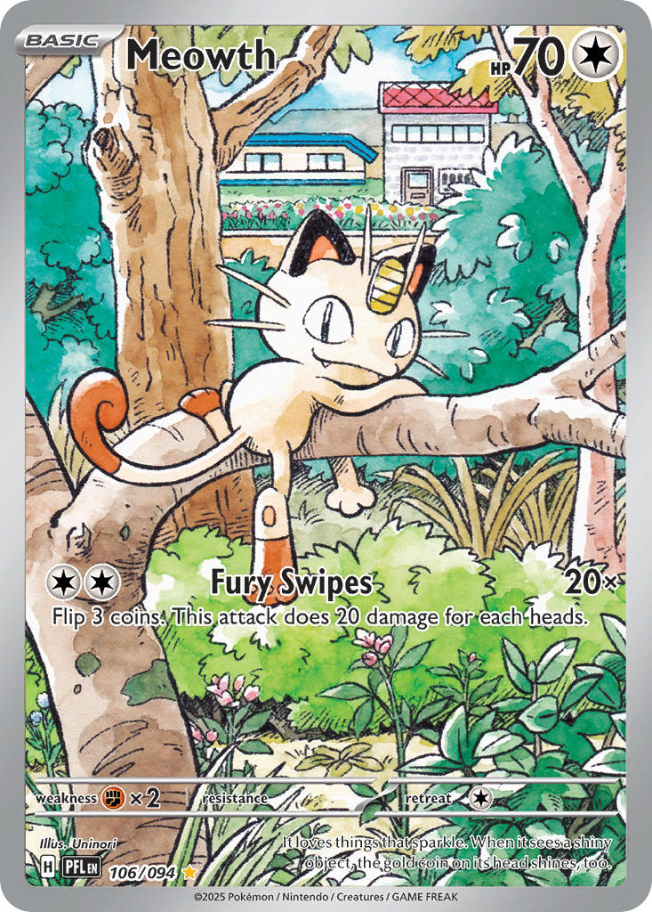 Meowth 106/094 Illustration Rare Phantasmal Flames Pokémon card